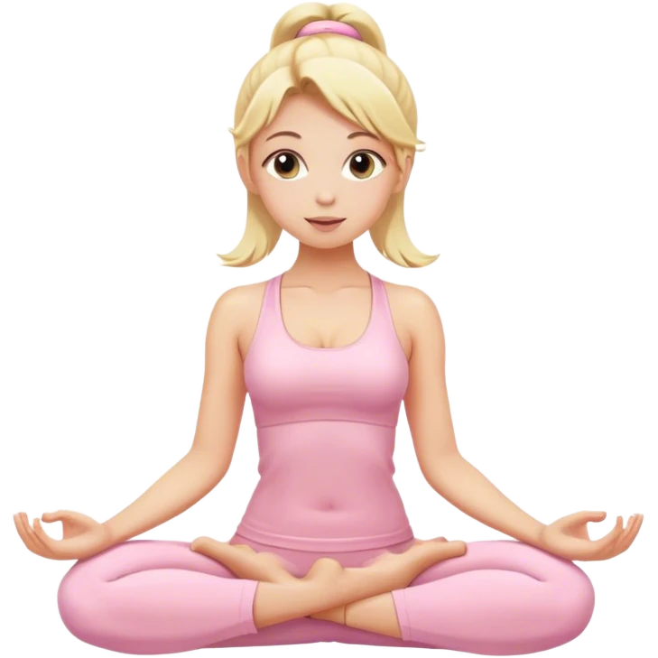 blonde yoga girl light pink clothes n emoji