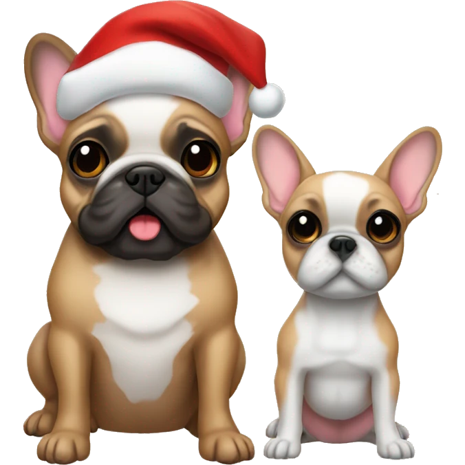 Fawn Frenchie and Santa Claus  emoji