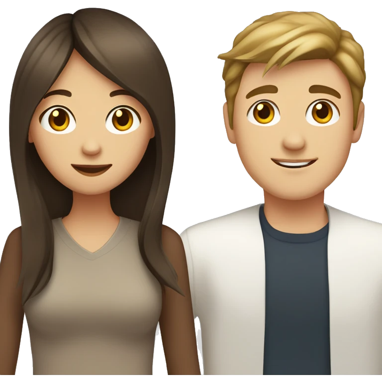 brown haired asian girl with straight hair and brown haired white guy with wavy hair emoji