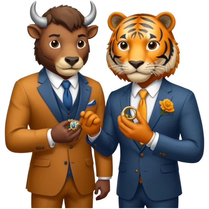 Bison proposing to Tiger emoji