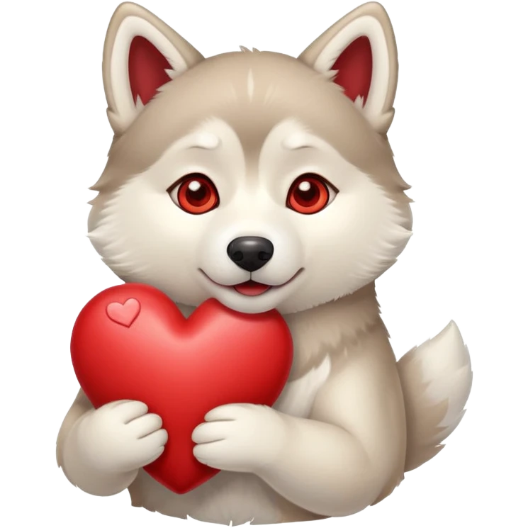 Beige husky holding a heart  emoji
