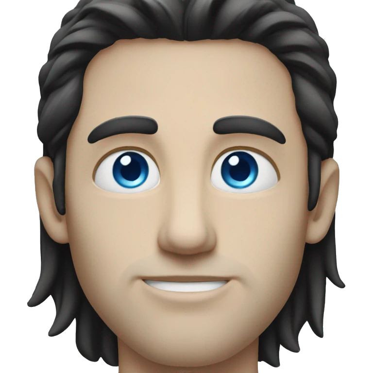 White man with blue eyes with long black hair emoji