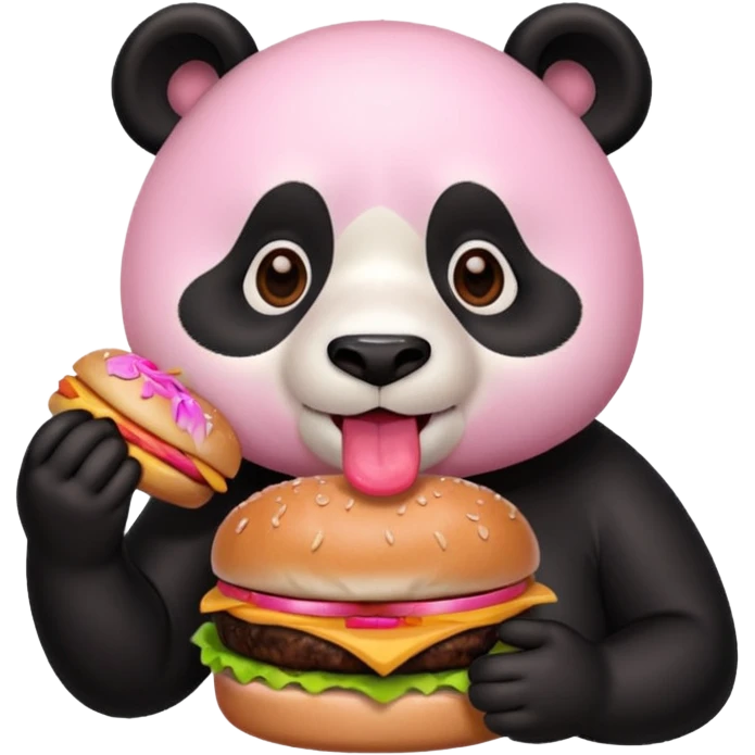 urs panda roz cu un burger emoji