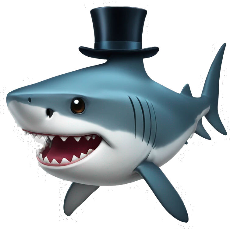Shark with a top hat emoji