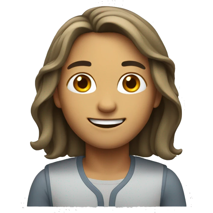 smiling with shoulder length hair emoji