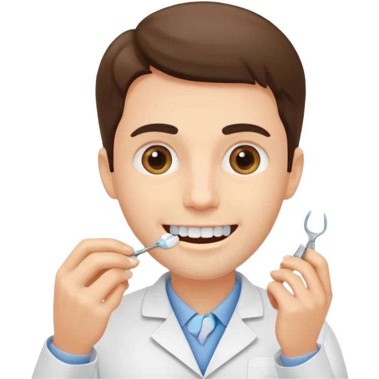 dentist, examining tooth, friendly emoji