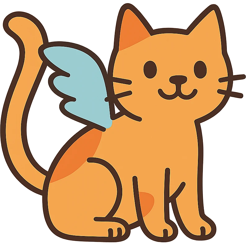 flat toon style cat with wings emoji