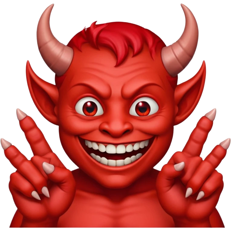 un diablo feliz con unos dedos groseros en los lados emoji