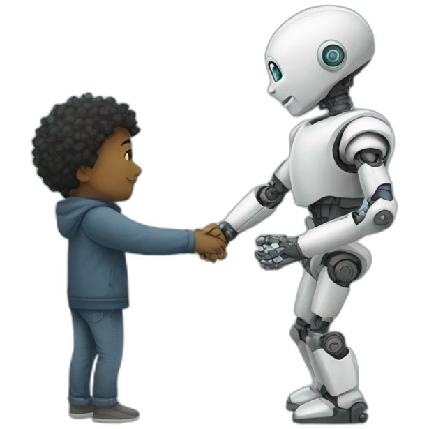 human and robot hugging emoji