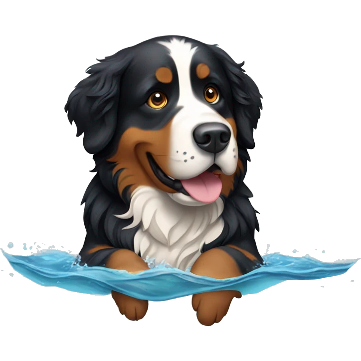 Bernese mountain dog swimming emoji