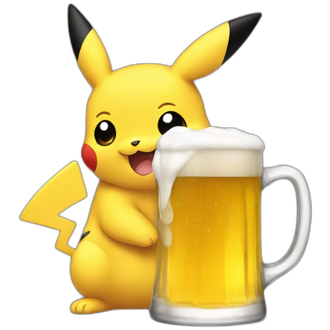 Pickachu drinking beer emoji