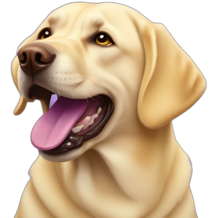 Yellow Labrador with purple starfish in his mouth emoji