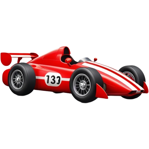 Racing car with oversized wheels and bold red stripes emoji