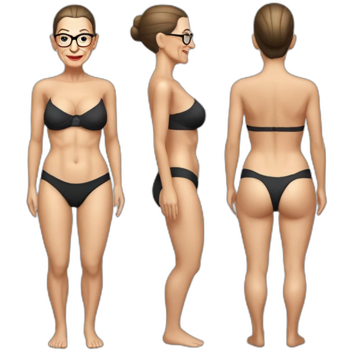 sexy ruth bader ginsburg wearing only a bikini bottoms no top (full body, ios17) emoji