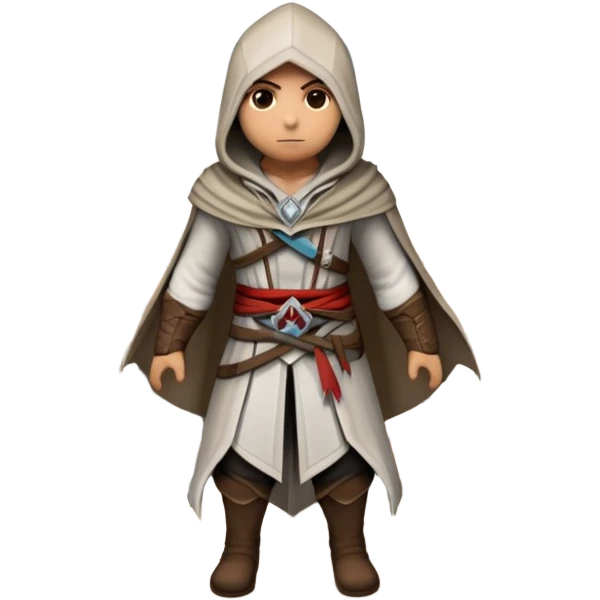 An icon representing an adventure game, inspired by Assassin's Creed. The design features a heroic character in hooded attire, scaling a tall building in a historical cityscape. The background shows ancient architecture and hidden symbols, symbolizing exploration and stealth. Transparent background  emoji