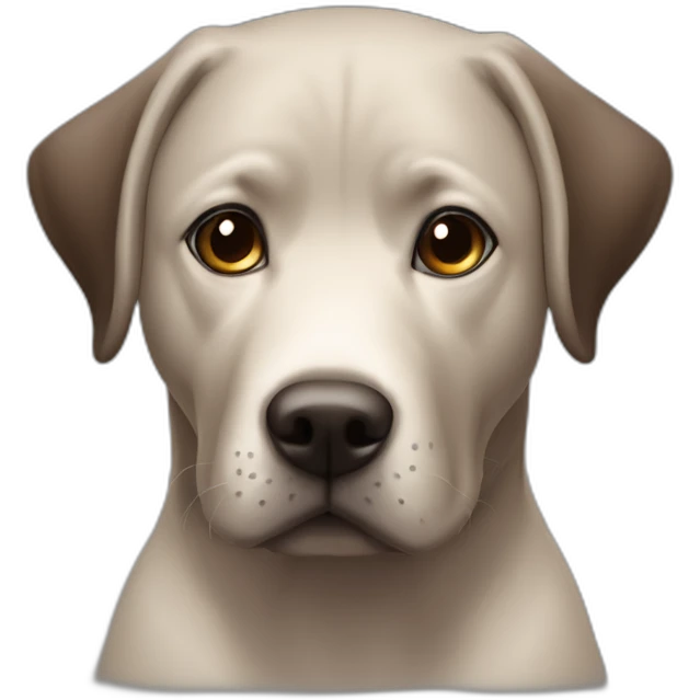 5 years old, female, Chubby, DARK brown, english lab, tired face, looking at you confused, very small amount of white scruff under chin emoji