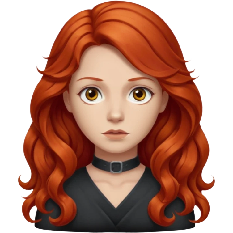 Preta, do cabelo grande ondulado, vermelho, cara de Seria, croped emoji