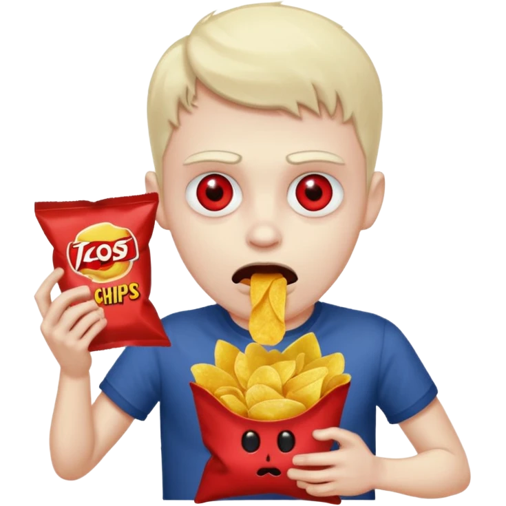 possessed guy eating a bag of chips emoji