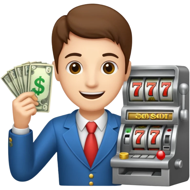 Playing slot machines winning emoji