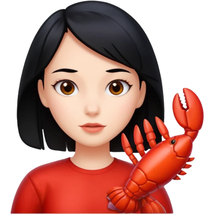 Generate an emoji for “lobster girl” make it cute. She has black hair emoji