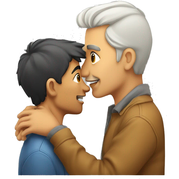 A Young guy Kiss a mature man  emoji