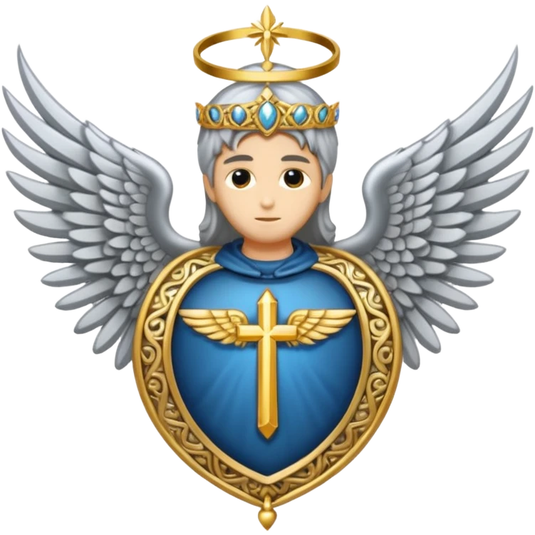 holy saint emblem with silver or white wings  emoji