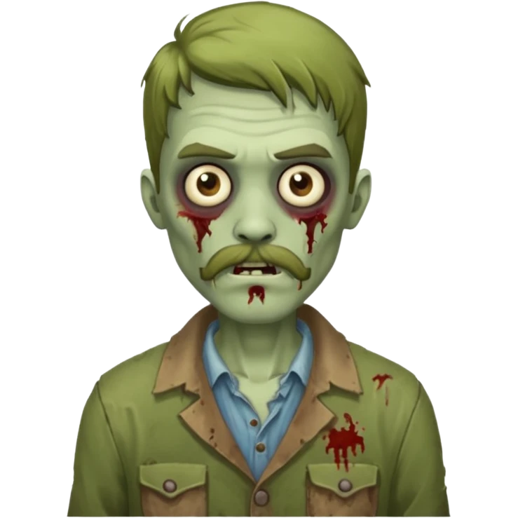 young zombie with long mustache emoji