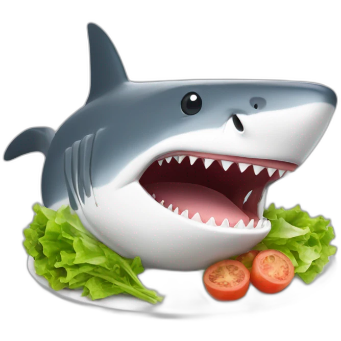 Un requin qui mange une salade emoji