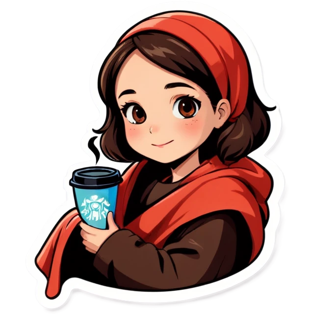 Girl with blanket and coffe emoji
