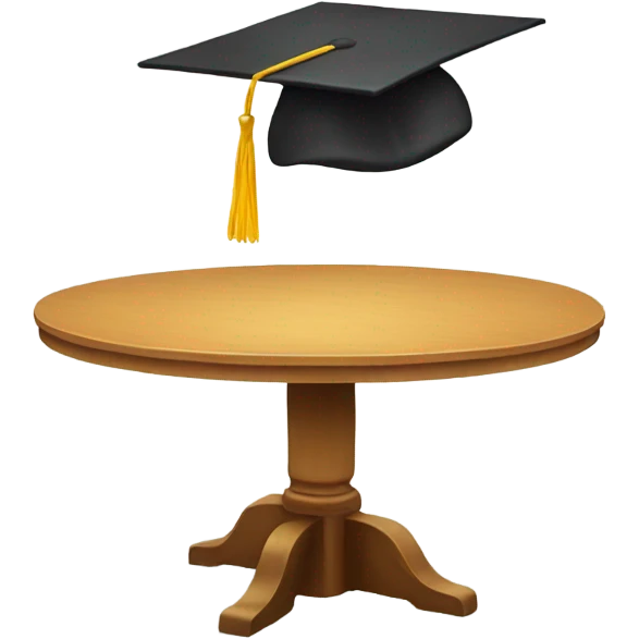 table with graduation cap emoji