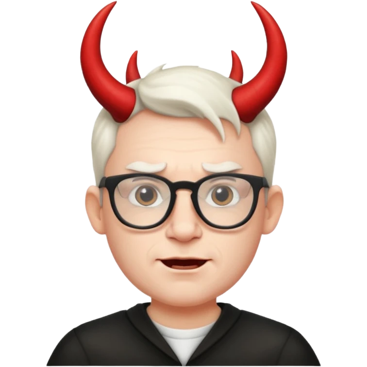 Short white male with glasses, devil  emoji
