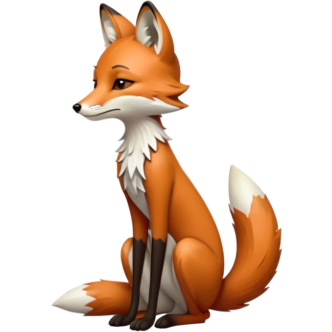 extremely sad crying anthropomorphised female fox in stylish outfit, no sunglasses, looking to the left, hunched over in poor posture, full-body view emoji