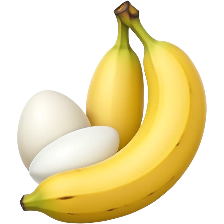 A banana standing between two eggs emoji