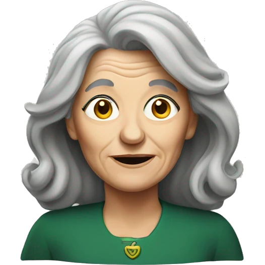 older irish woman with long gray hair emoji
