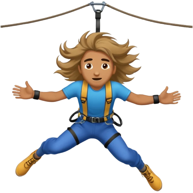 bungee jumping man face only with flying long hair emoji