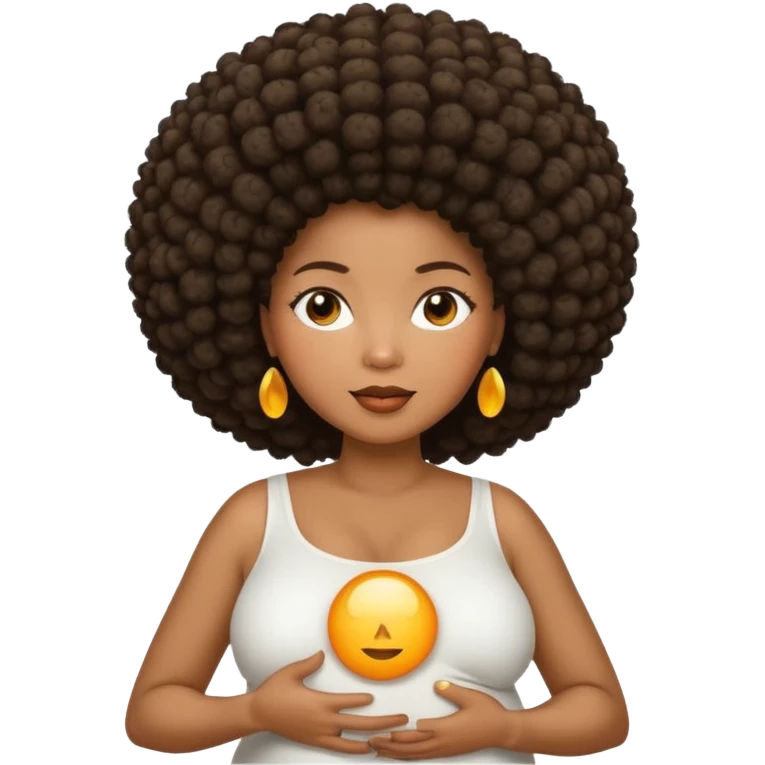 pregnant black woman with afro emoji