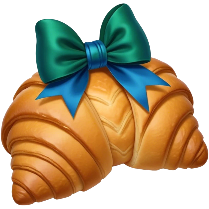 croissant with blue and deep green bow emoji