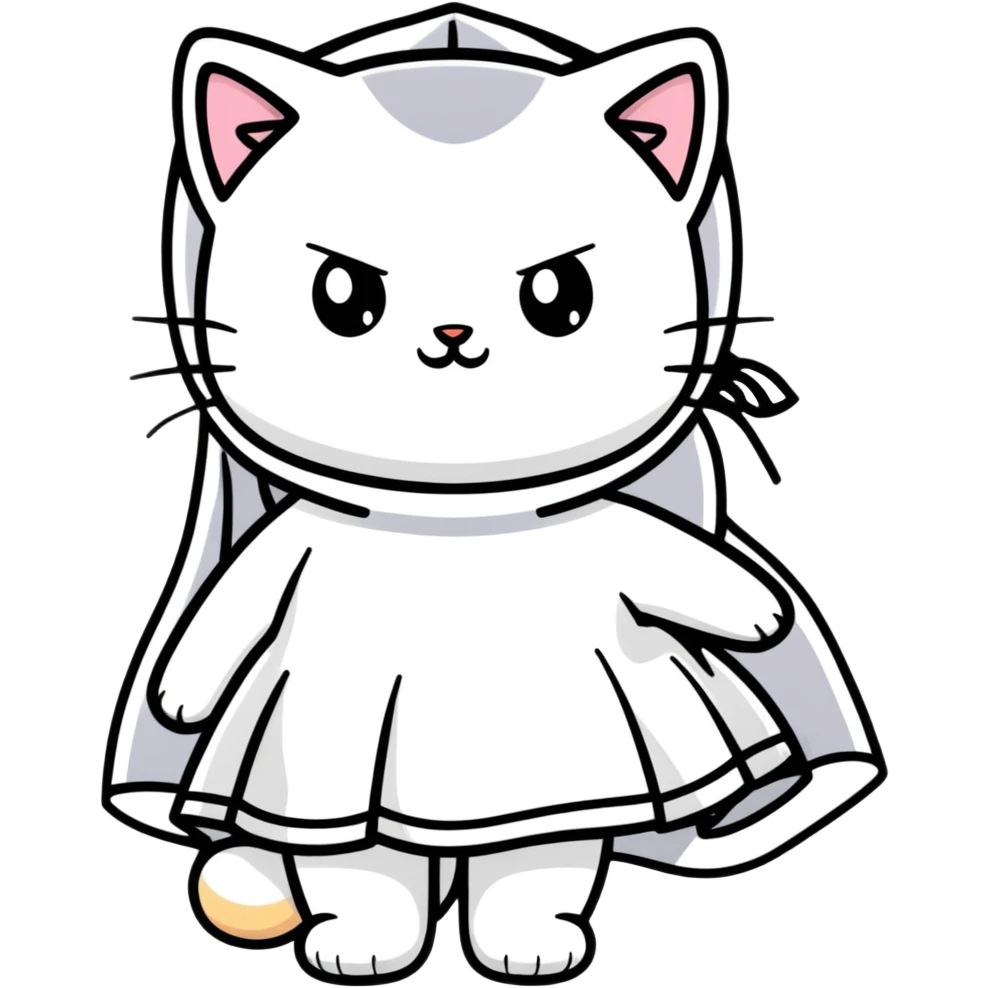 white baby cat wearing a black mini dress and black veil emoji