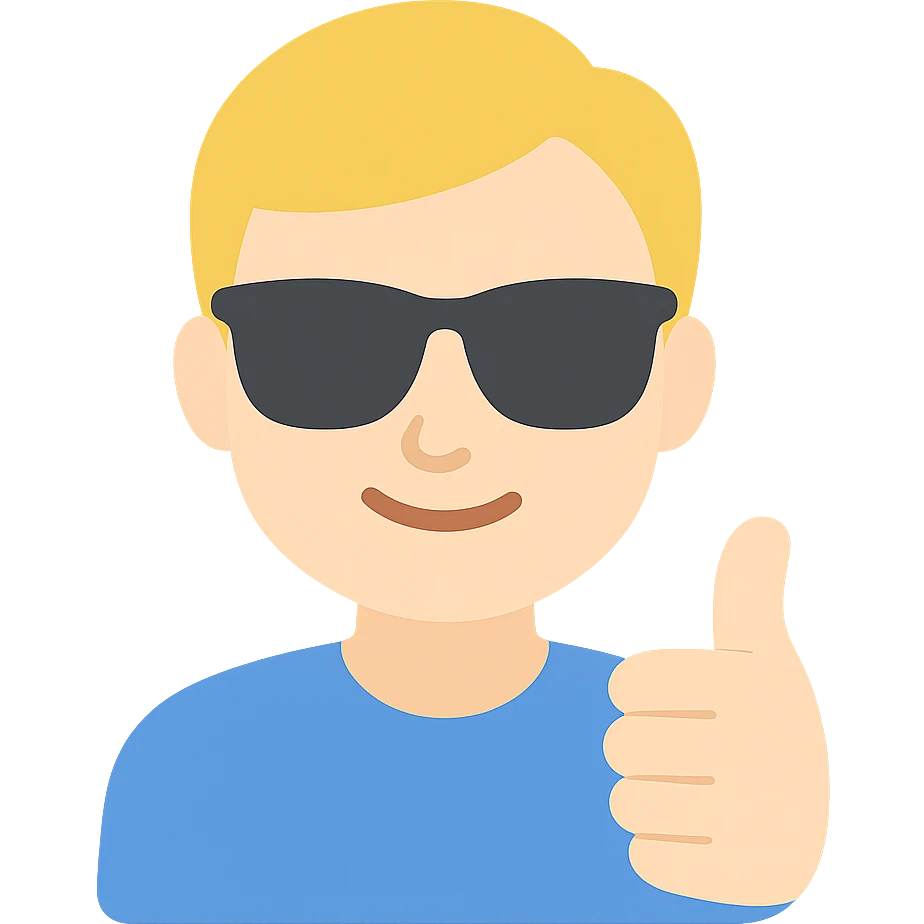 smug guy in sunglasses giving a thumbs up, color icon emoji