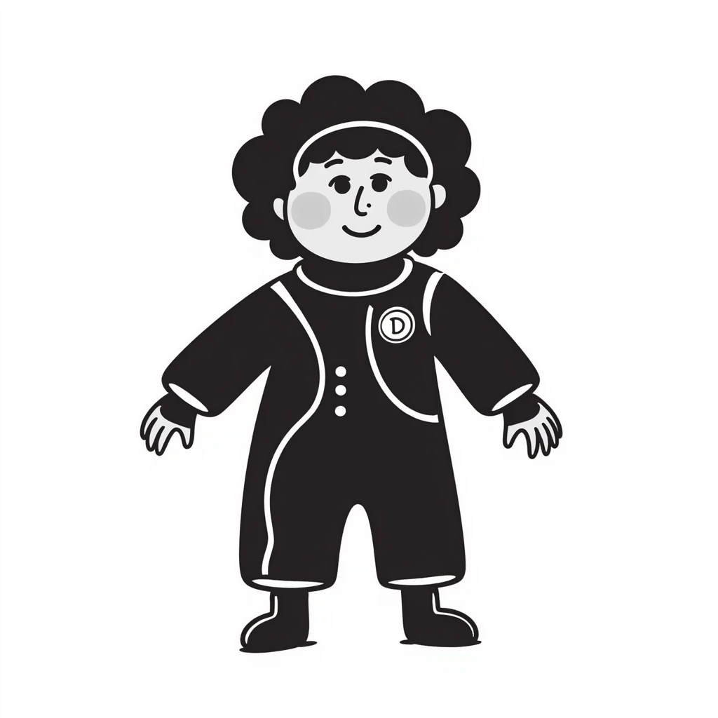 Cabbage Patch Kid in Tron suit with glowing neon visor and bracelets, 80's retro sci-fi style emoji