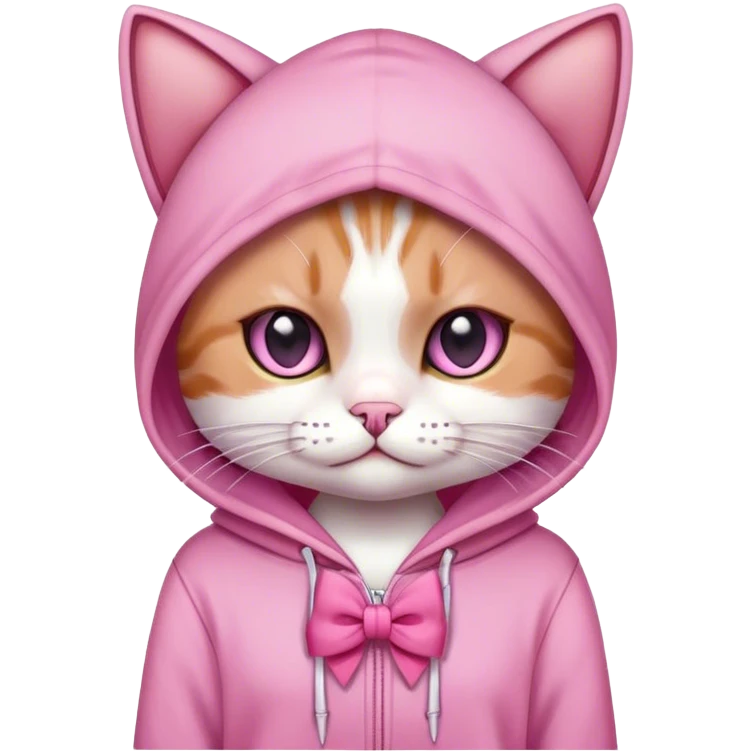 Cat with pink bow and hoodie  emoji