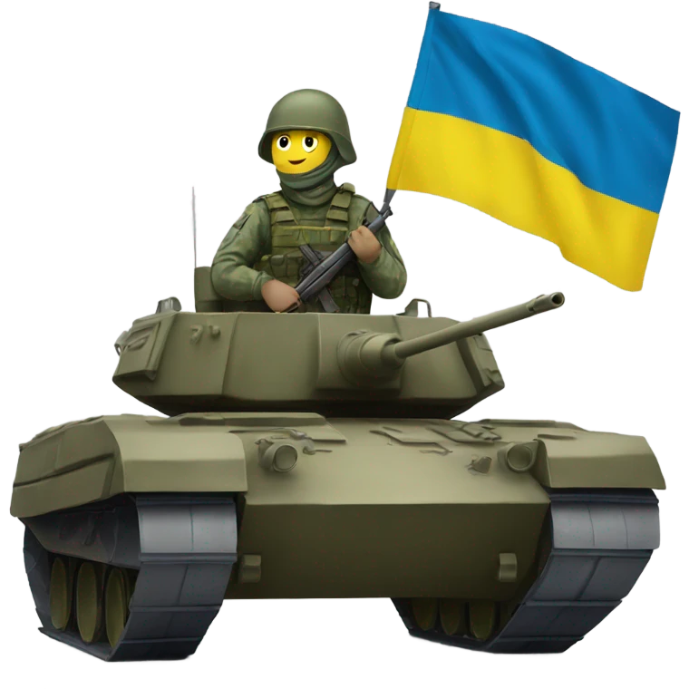 Soldat in Tank with flag Ukraine emoji