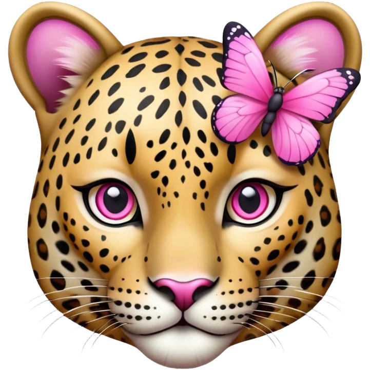 Léopard avec un nord papillon rose  emoji