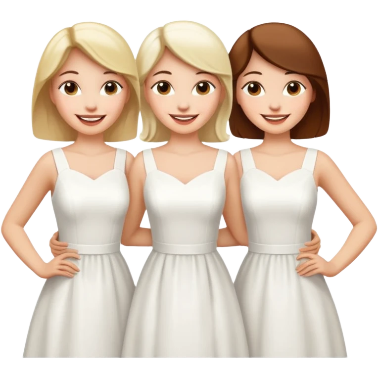 three women in white dresses emoji