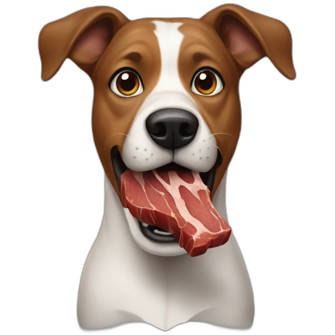 Dog with meat in the mouth emoji