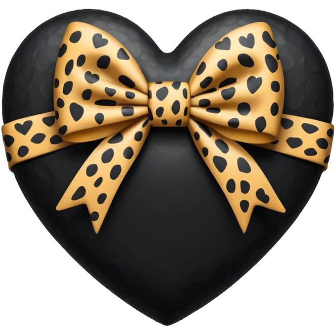 black heart with cheetah bow wrapped around it  emoji