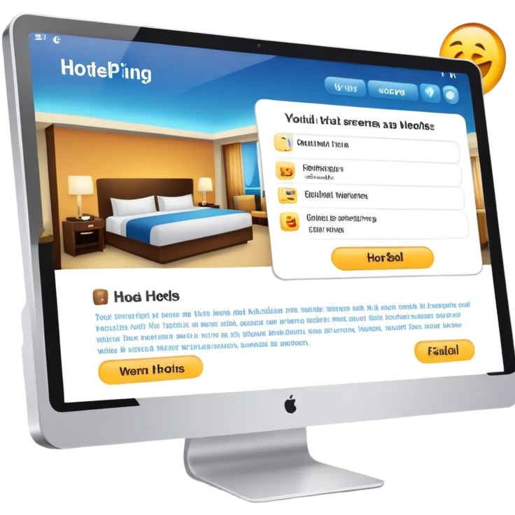 computer with hotels page on screen emoji