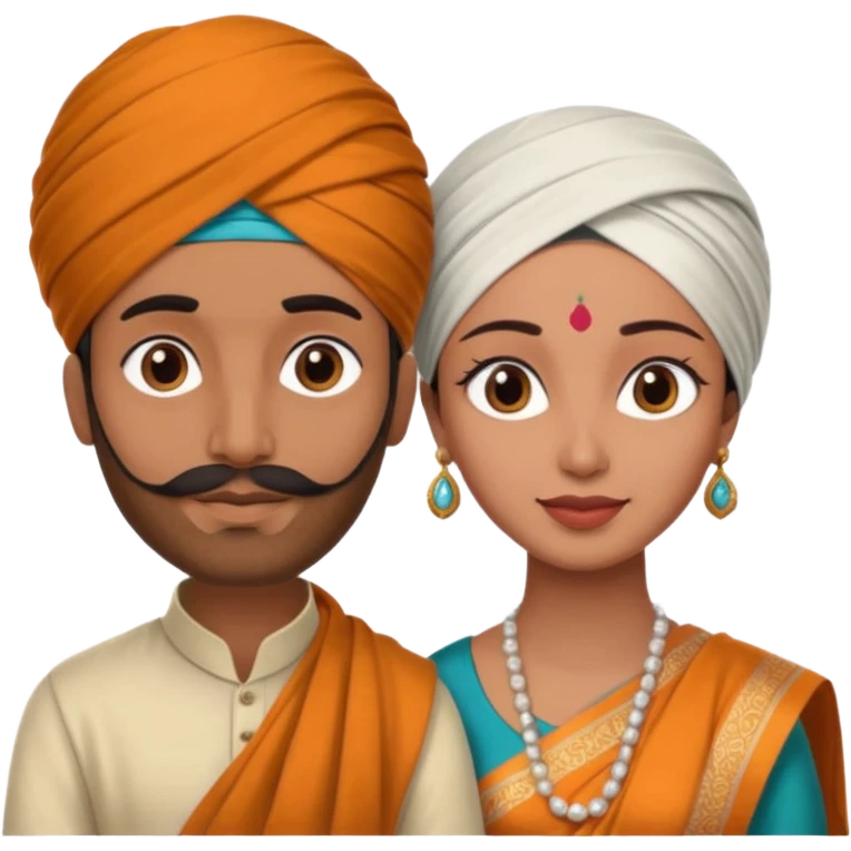 Brown colored Indian Husband with wheatish colored Indian wife emoji