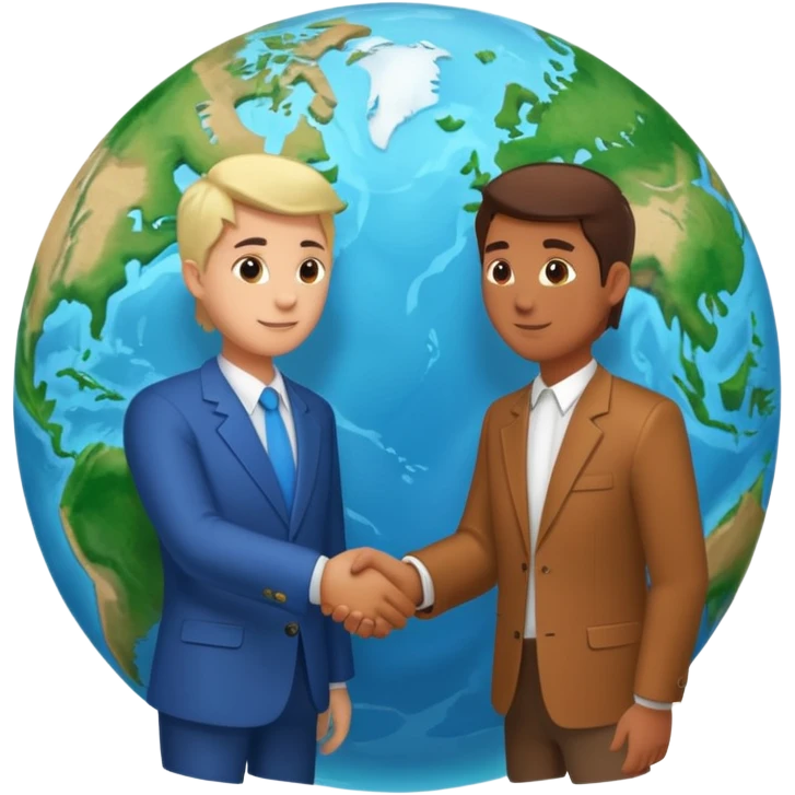 Shake hands and a globe showing negotiation of climate change with accurate image showing environment  emoji