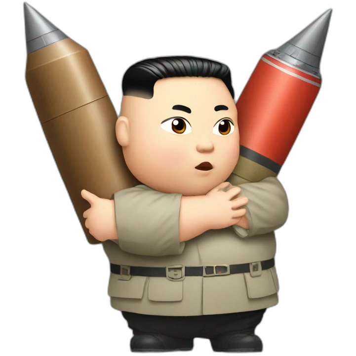 fat Kim jong un carrying cute missle by hands emoji